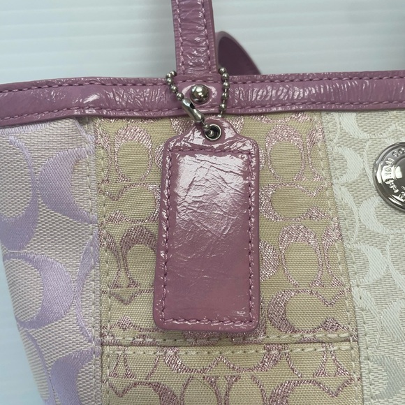Coach Lavender and Cream Signature Patchwork Small Tote - Picture 10 of 10